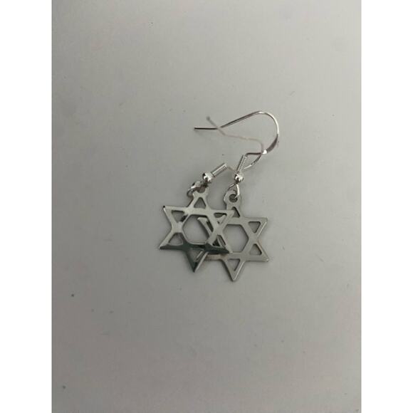 Star of David earrings silver tone - Picture 4 of 4